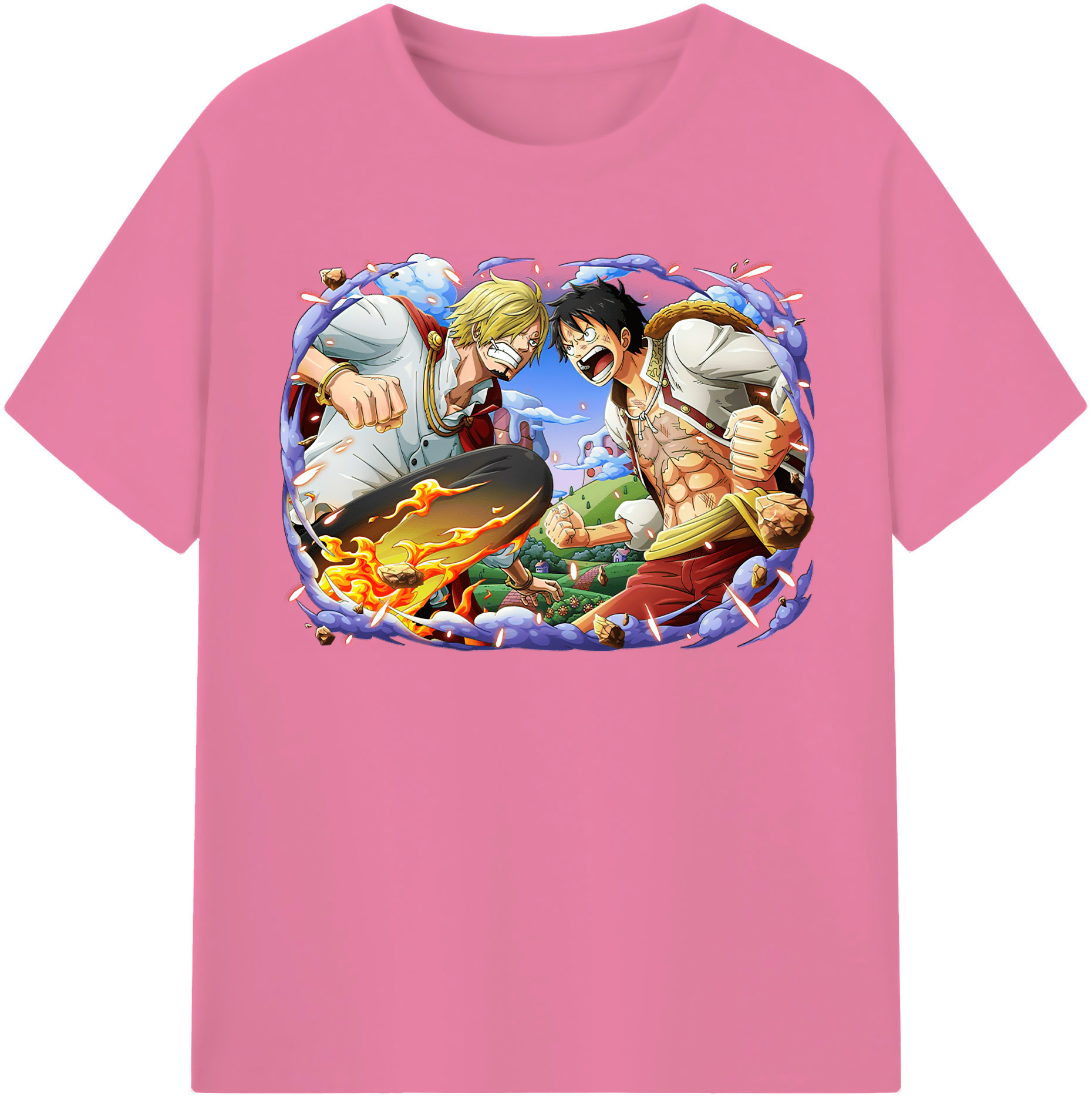 ワンピース モンキー・D・ルフィ ONE PIECE Monkey D. Luffy 綿100％半袖Tシャツ（フロントプリント）